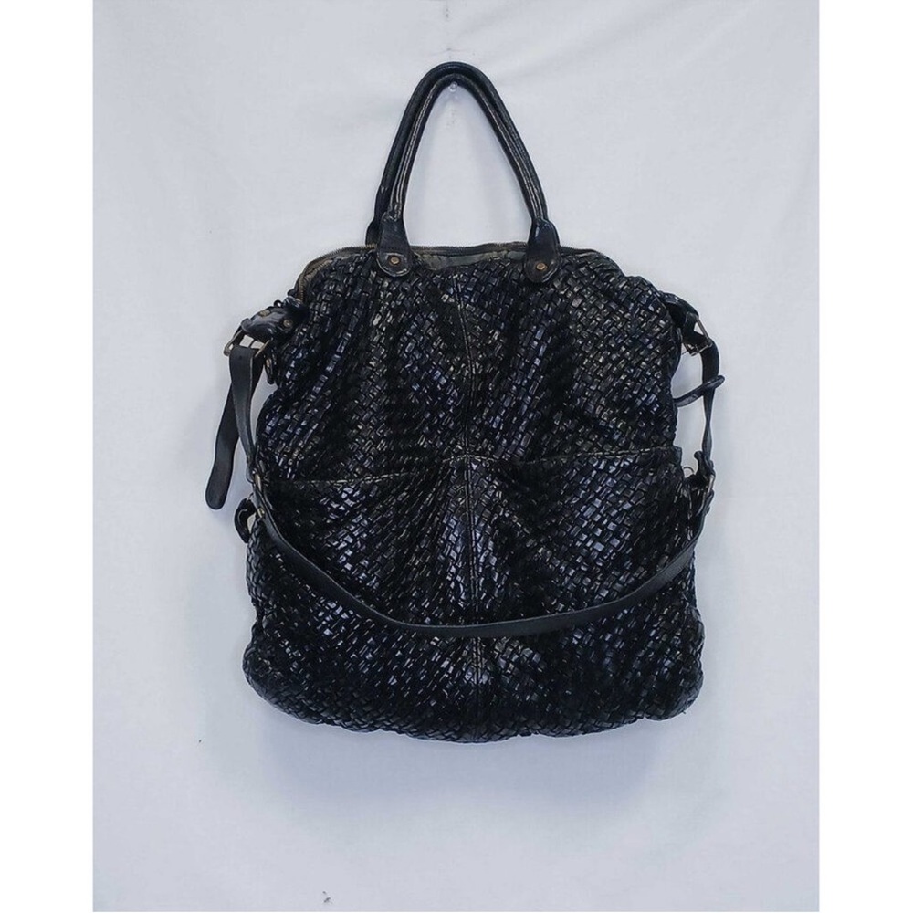 Langellotti made in Italy Black Woven leather LARGE Bag purse - Picture 4 of 10